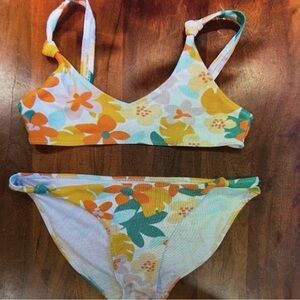 Floral Bikini Set with Yellow and Orange Accents